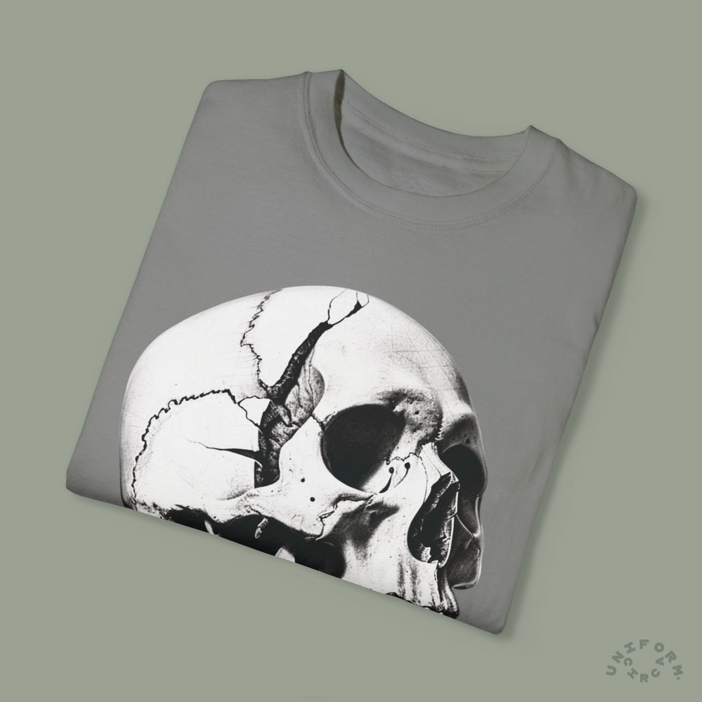 SKULL & BOARDS CREWNECK T-SHIRT | Printed Unisex Garment-Dyed Graphic Tee