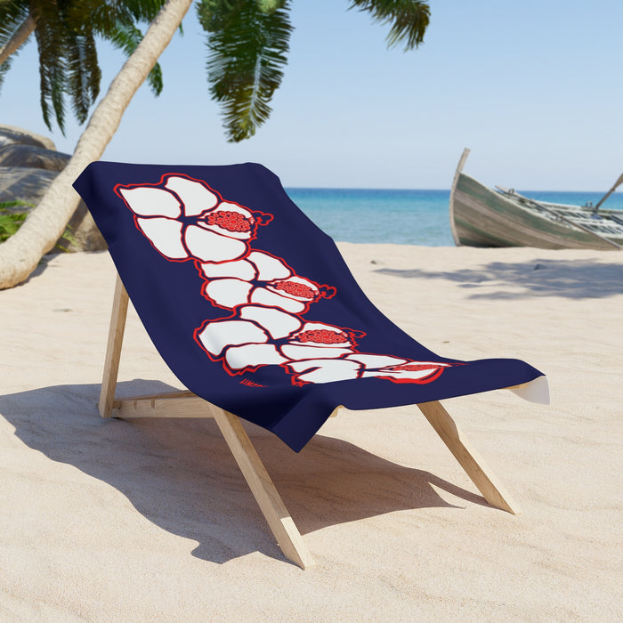 HIBISCUS CHAIN | WHITE & BLACK | Beach Towel - Perfect for Summer Fun and Relaxation
