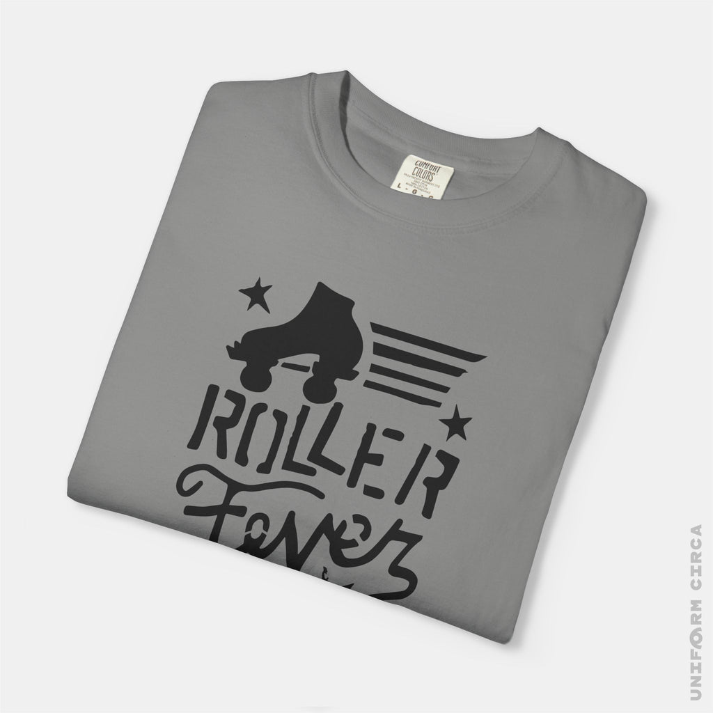 ROLLER FEVER - Crewneck T-Shirt | 100% Cotton | Designed & Printed in California _ UNIFORM CIRCA_Printed Black
