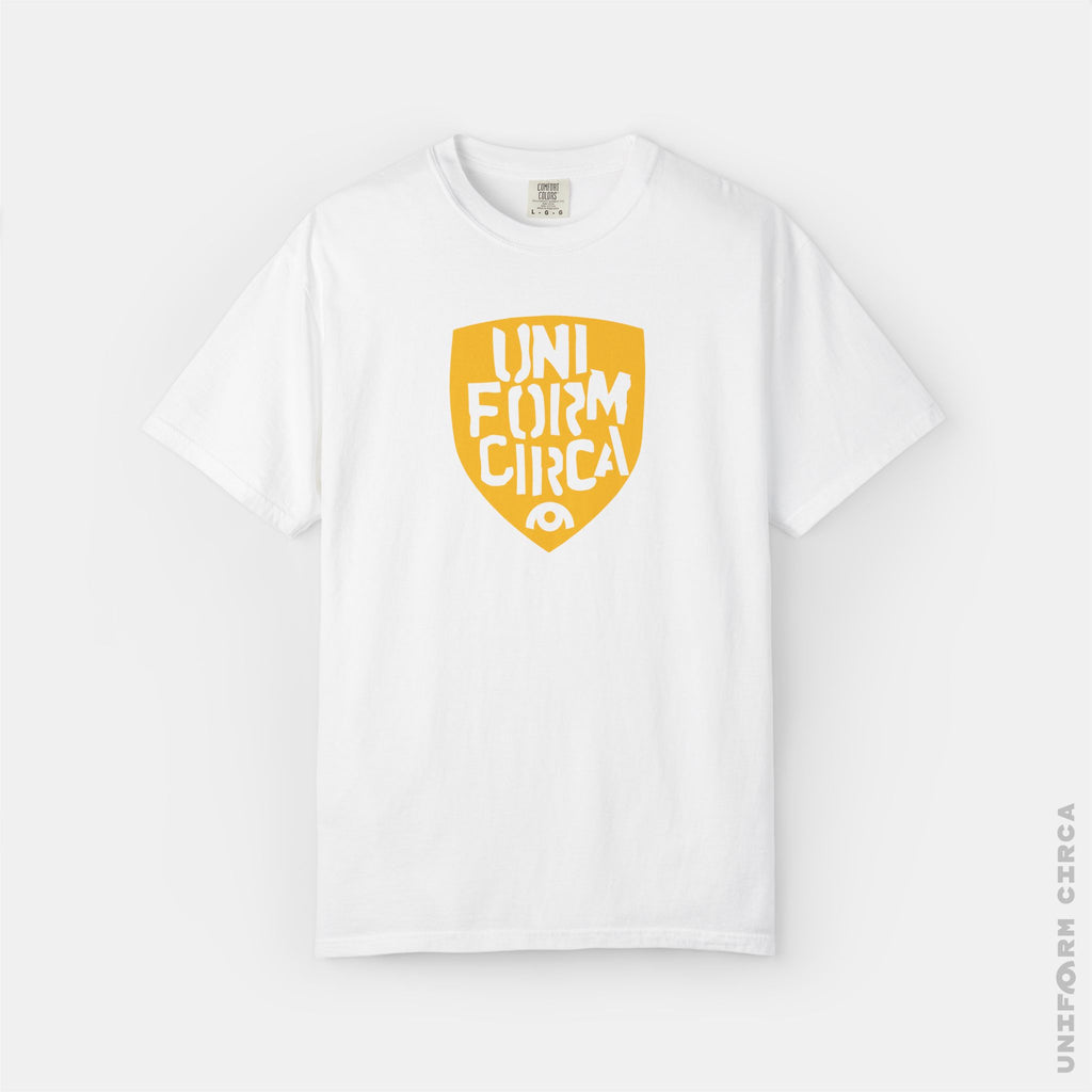 SOLO SHIELD - Crewneck T-Shirt | 100% Cotton | Designed & Printed in California _ UNIFORM CIRCA CLASS _ Yellow