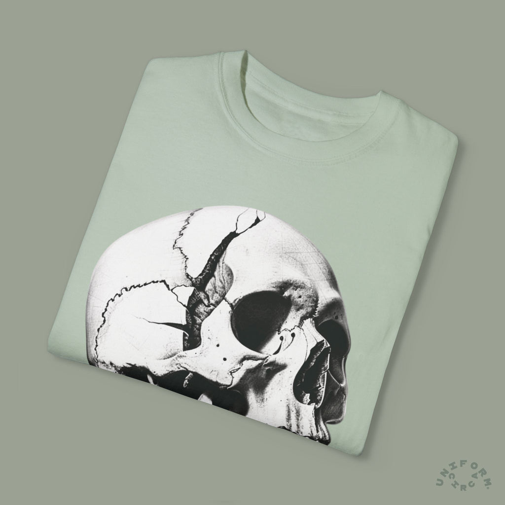 SKULL & BOARDS CREWNECK T-SHIRT | Printed Unisex Garment-Dyed Graphic Tee
