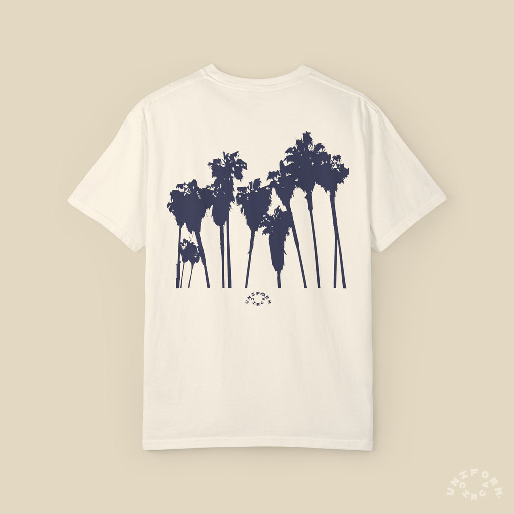 PALMS NAVY CREWNECK T-SHIRT | Printed