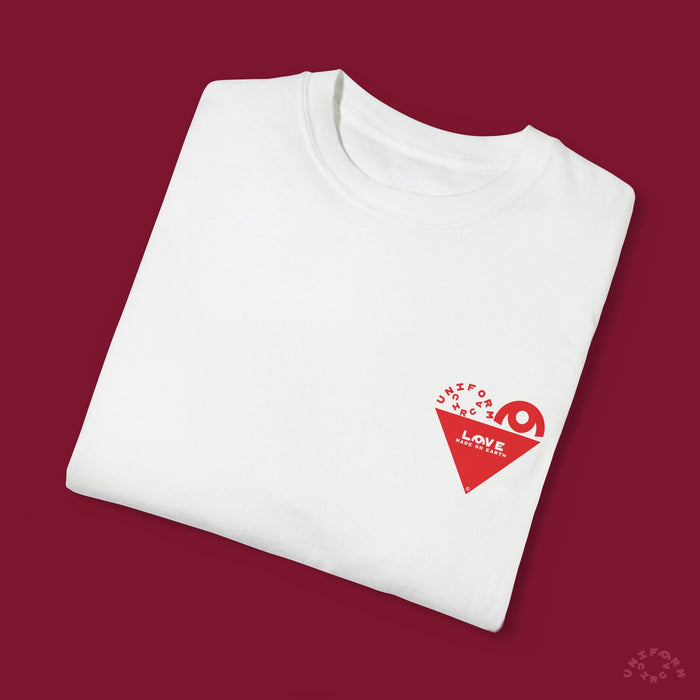 HEART WORK Crewneck T-Shirt | Printed Red