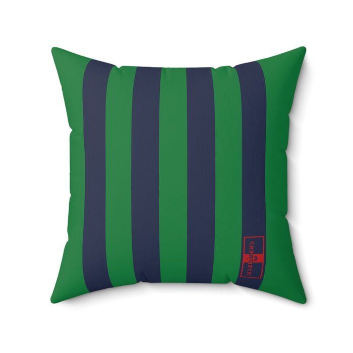 CASACIRCA | RACING STRIPES PILLOW | NAVY/GREEN | Stylish Faux Suede Pillow - Stripes, Home Decor, Cozy Living Room, Gift Idea, Nautical Theme, Interior Design Accents