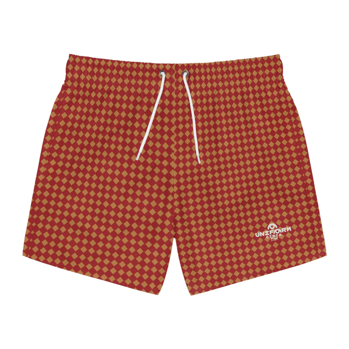 CHECKER | SWIM TRUNKS | Printed Caramel/Red