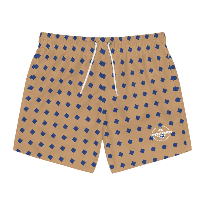 CHECKER | SWIM TRUNKS | Striped Iced Tan/Navy | Printed