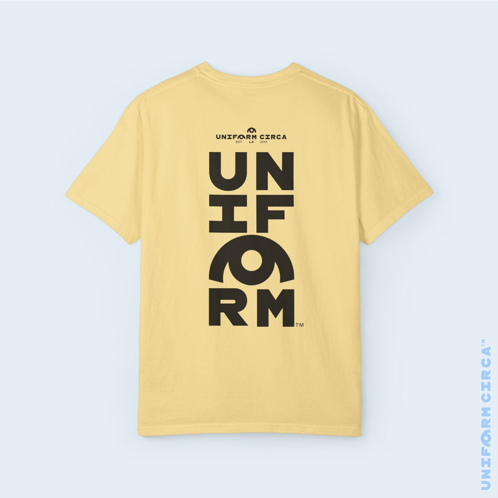 UNIFORM CENTER STACK | Crewneck T-Shirt | Printed Black | Bold Minimalist Design