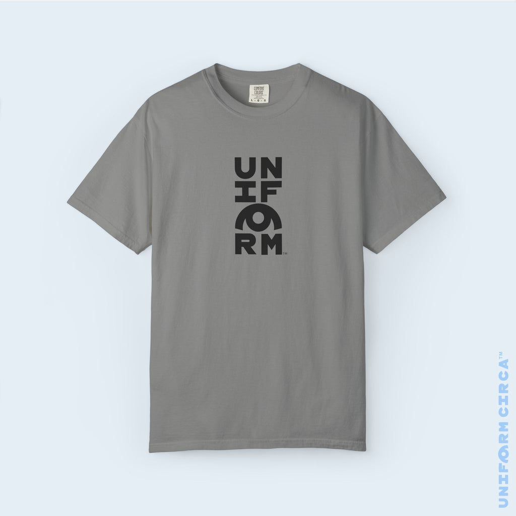 UNIFORM CENTER STACK | Crewneck T-Shirt | Printed Black | Bold Minimalist Design
