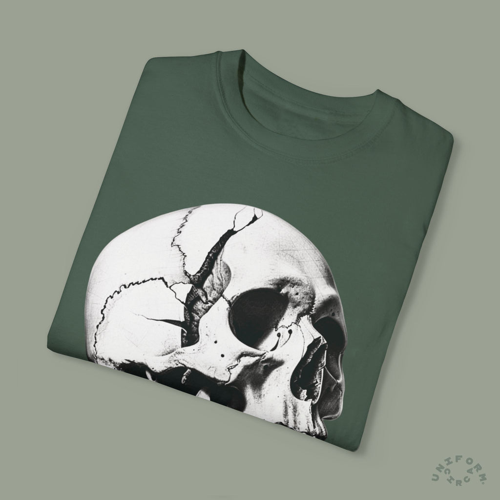 SKULL & BOARDS CREWNECK T-SHIRT | Printed Unisex Garment-Dyed Graphic Tee