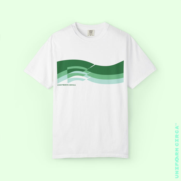 TRI-WAVE GREENS | Crewneck T-Shirt | Printed Unisex Garment-Dyed Graphic Tee