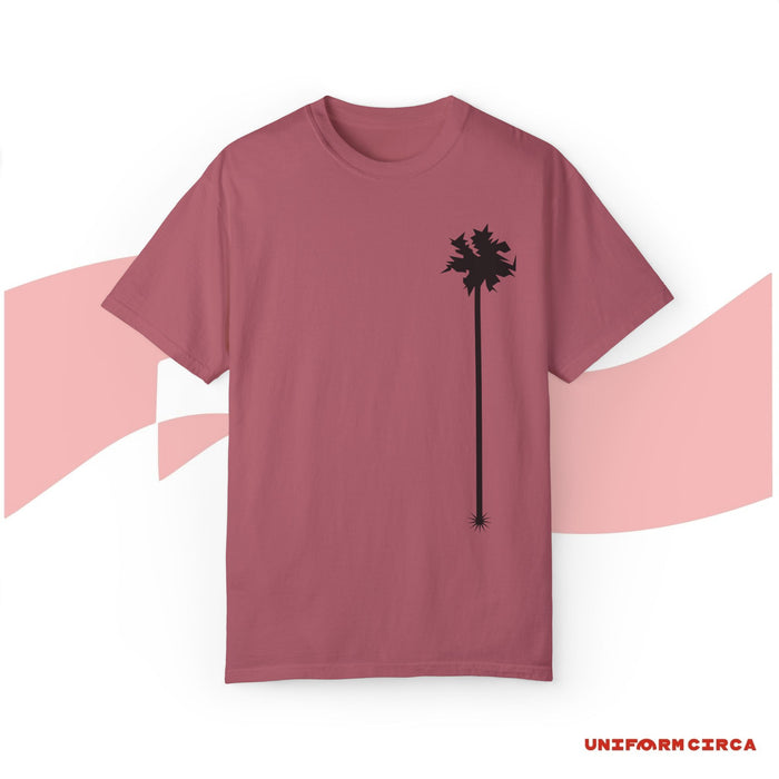 LONE PALM BLACK | Printed - Unisex Garment-Dyed T-Shirt with Palm Tree Design - Casual Summer Vibe
