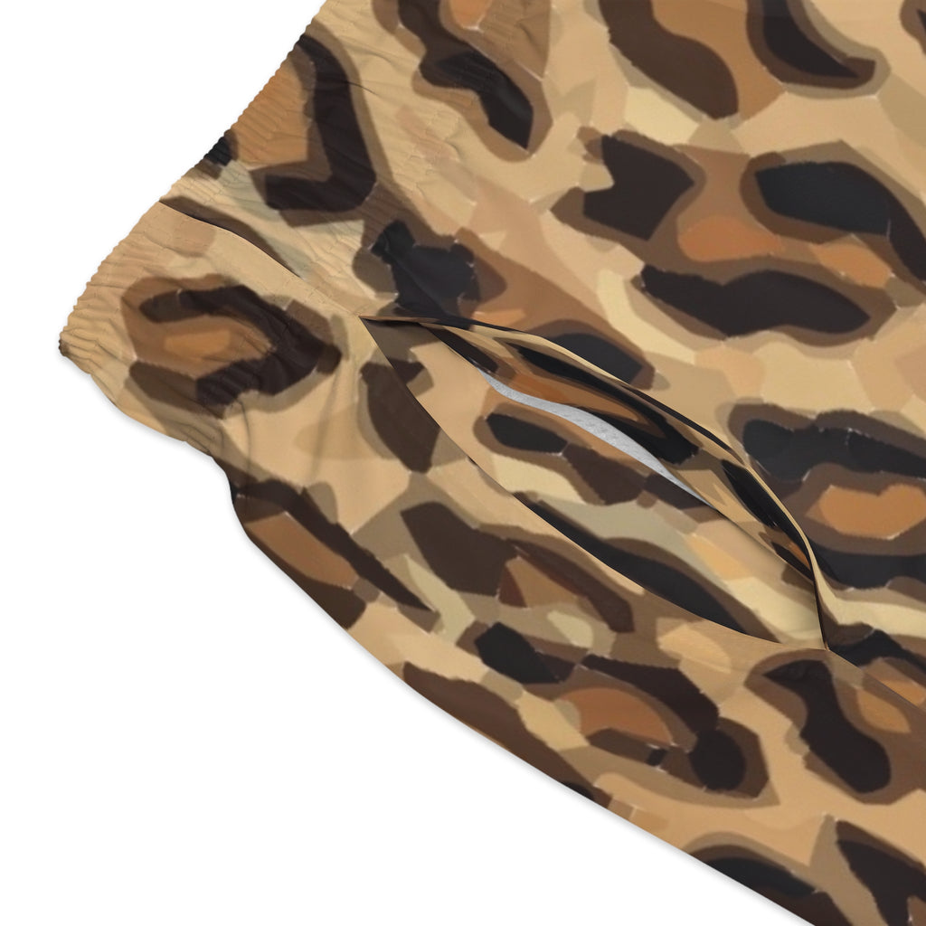 BLACK/TAN CLASSIC LEOPARD SWIM TRUNKS | Printed