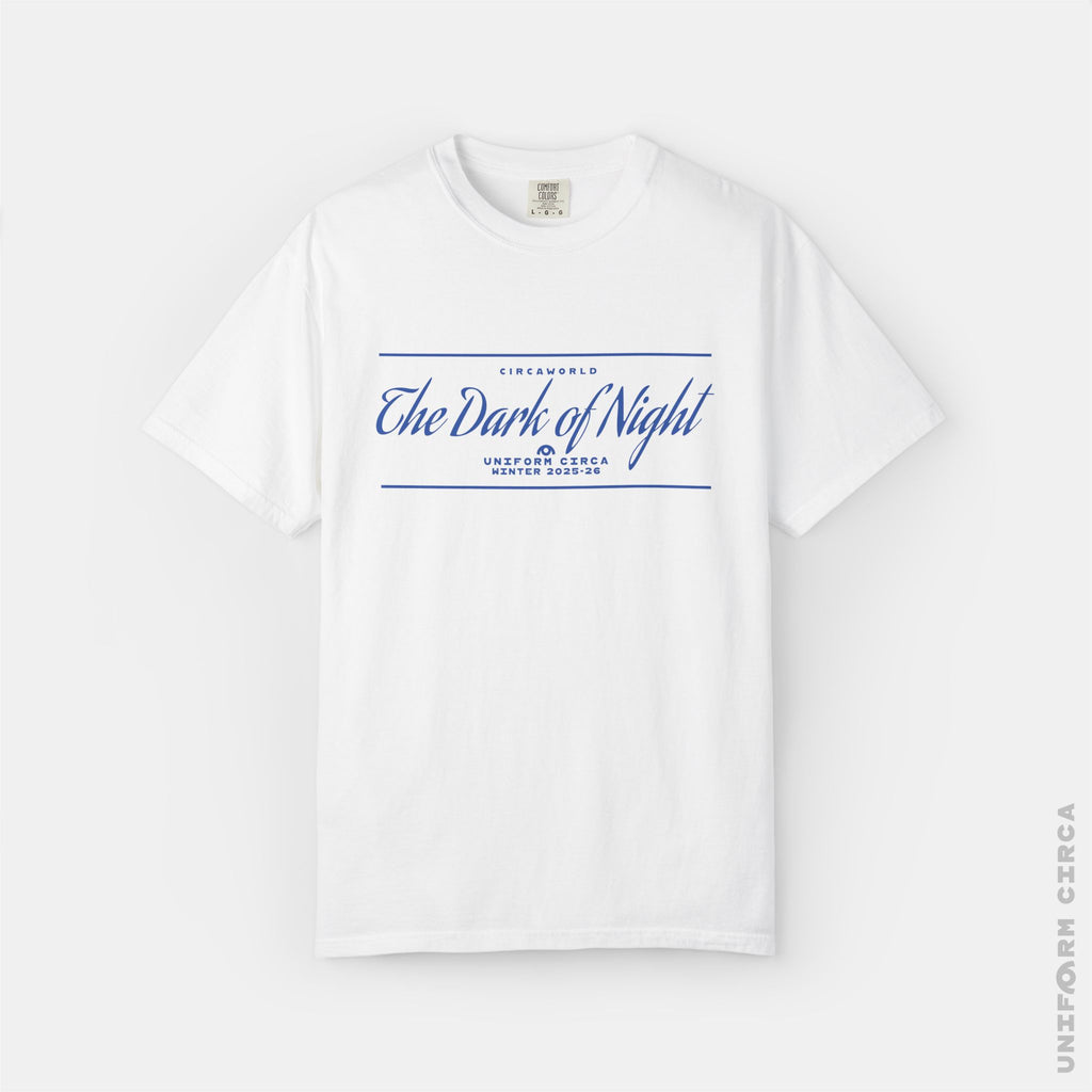 NIGHT BAR SCRIPT - Crewneck T-Shirt | 100% Cotton | Designed & Printed in California _ UNIFORM CIRCA_Blue