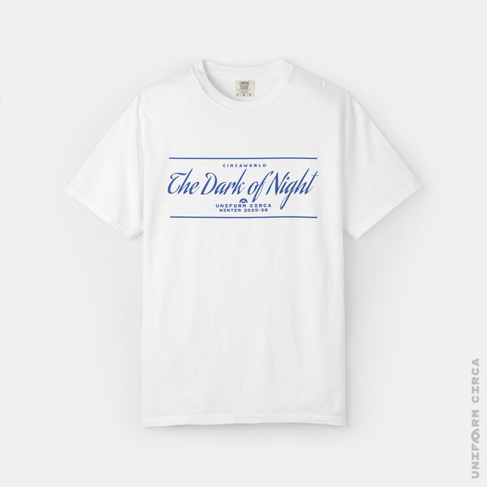 NIGHT BAR SCRIPT - Crewneck T-Shirt | 100% Cotton | Designed & Printed in California _ UNIFORM CIRCA_Blue