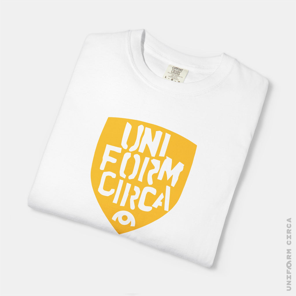SOLO SHIELD - Crewneck T-Shirt | 100% Cotton | Designed & Printed in California _ UNIFORM CIRCA CLASS _ Yellow
