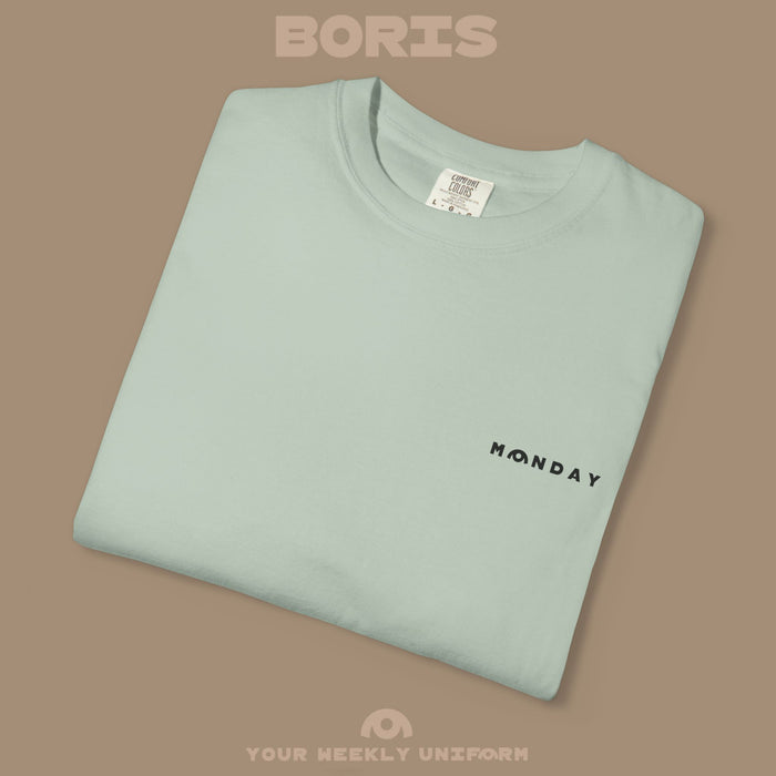 BORIS MONDAY CREWNECK T-SHIRT | PRINTED BLACK