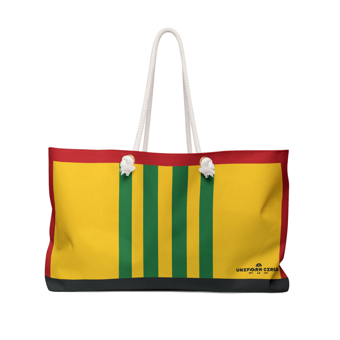 RACER MAX BAG | RED/GOLD/BLACK & GREEN Weekender Bag - Stylish Travel Tote, Gym Bag, Beach Bag, Personalized Gift, Spacious Weekend Accessories