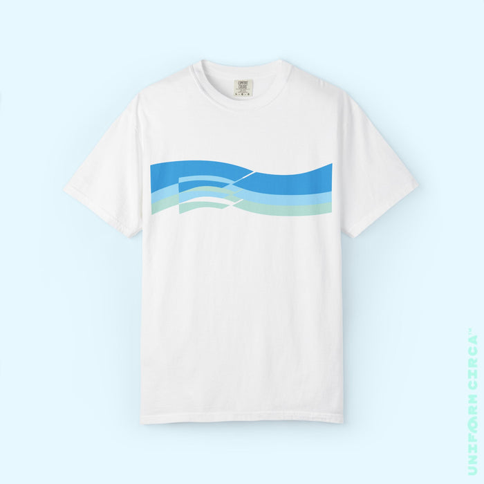 TRI-WAVE BLUES | Crewneck T-Shirt | Printed Unisex Garment-Dyed Graphic Tee