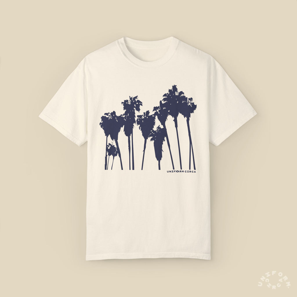 PALMS NAVY CREWNECK T-SHIRT | Printed