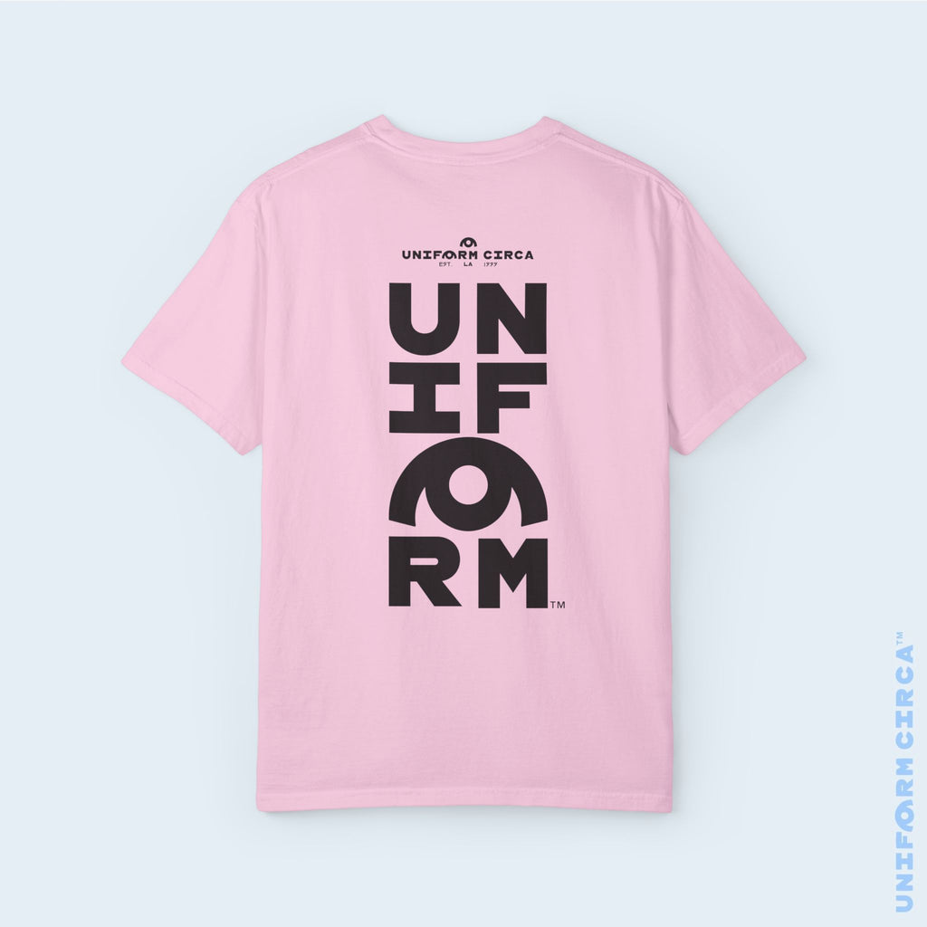 UNIFORM CENTER STACK | Crewneck T-Shirt | Printed Black | Bold Minimalist Design