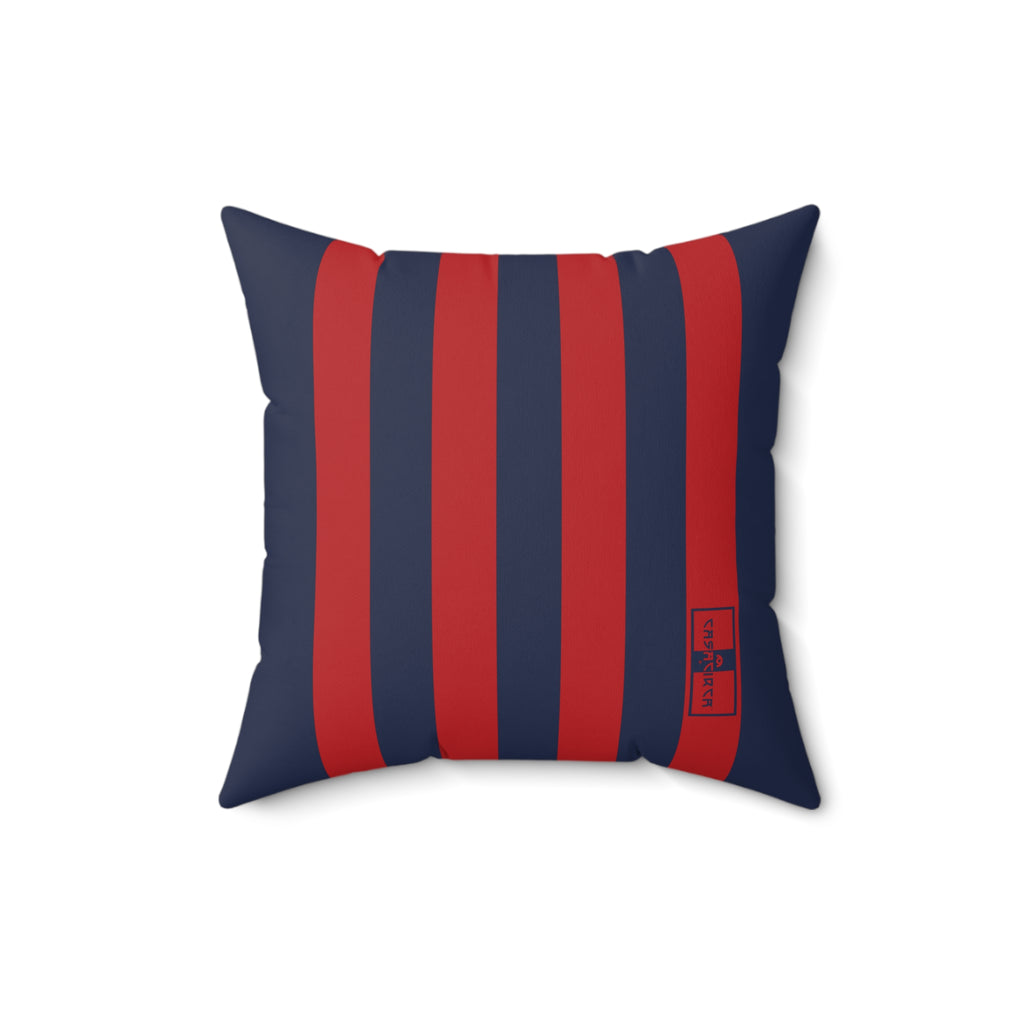 CASACIRCA | RACING STRIPES PILLOW | NAVY/RED | Stylish Faux Suede Pillow - Red and Navy Stripes, Home Decor, Cozy Living Room, Gift Idea, Nautical Theme, Interior Design Accents