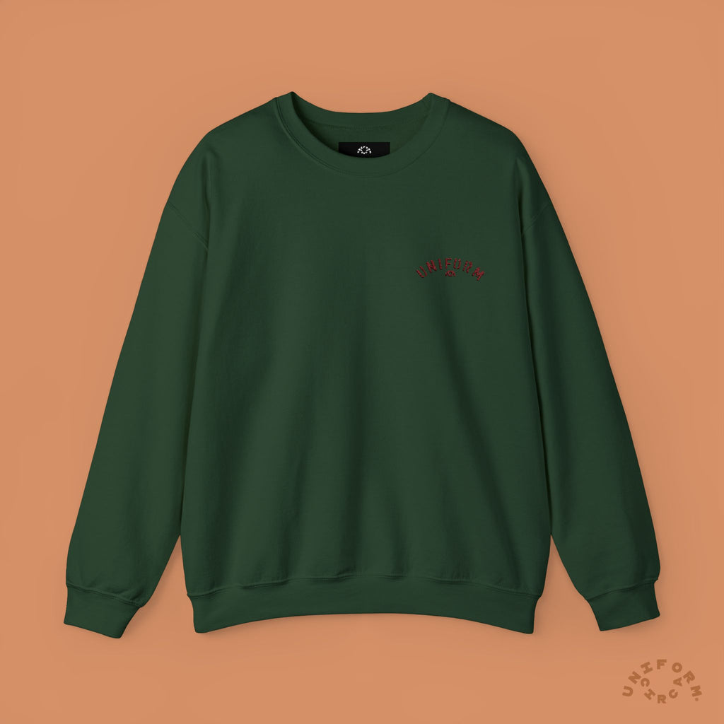 UNIFORM ARC CREWNECK SWEATSHIRT | Red Stitch Embroidery