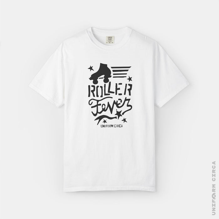 ROLLER FEVER - Crewneck T-Shirt | 100% Cotton | Designed & Printed in California _ UNIFORM CIRCA_Printed Black