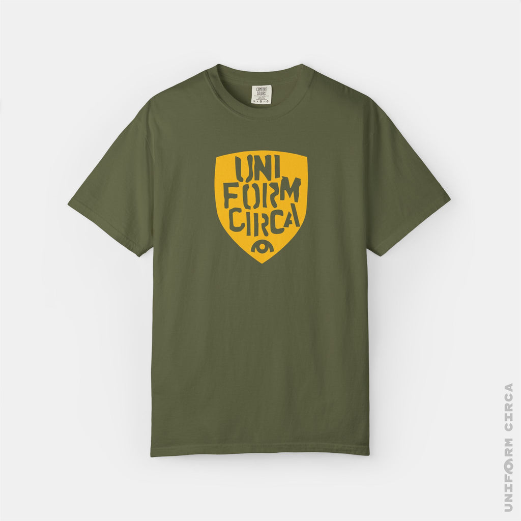 SOLO SHIELD - Crewneck T-Shirt | 100% Cotton | Designed & Printed in California _ UNIFORM CIRCA CLASS _ Yellow