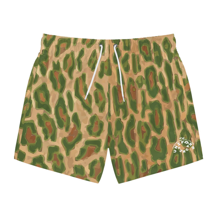 RAIN FOREST GREEN LEOPARD SWIM TRUNKS | Printed