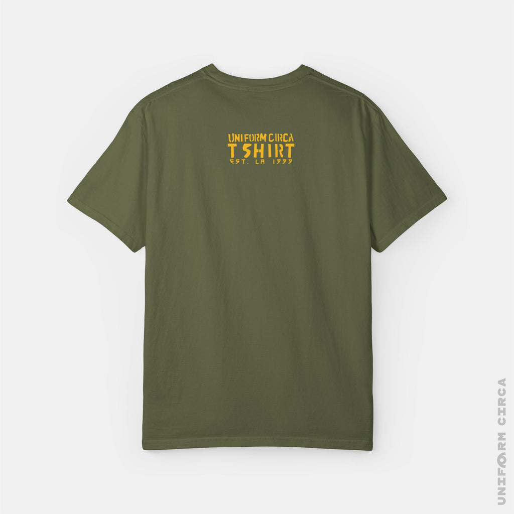 SOLO SHIELD - Crewneck T-Shirt | 100% Cotton | Designed & Printed in California _ UNIFORM CIRCA CLASS _ Yellow