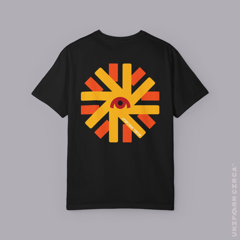 UC SUN BURST | Printed BLUE/RED | Unisex Garment-Dyed T-Shirt