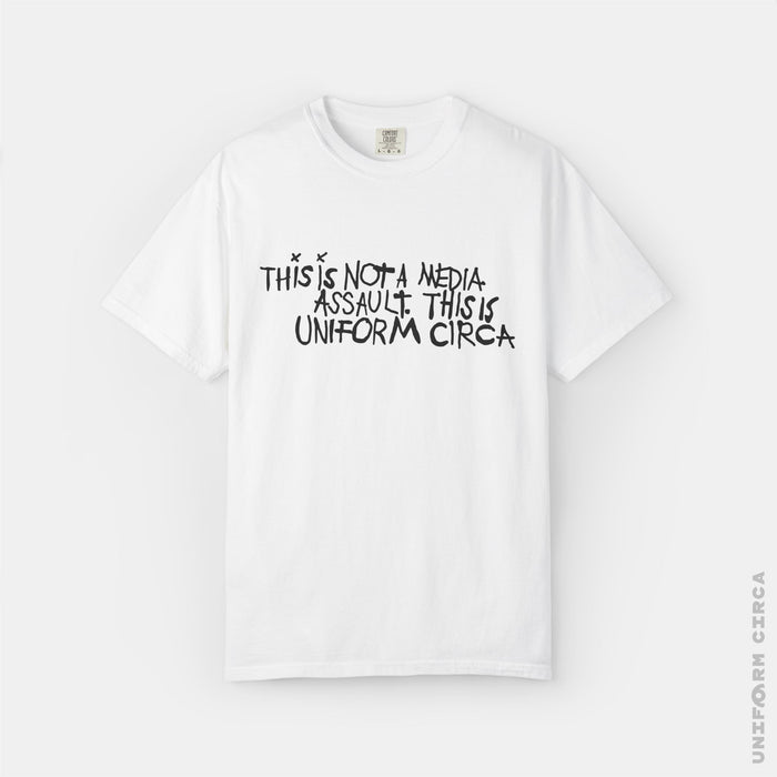 MEDIA ASSAULT | Crewneck T-Shirt | 100% Cotton | Designed & Printed in California | Printed Black