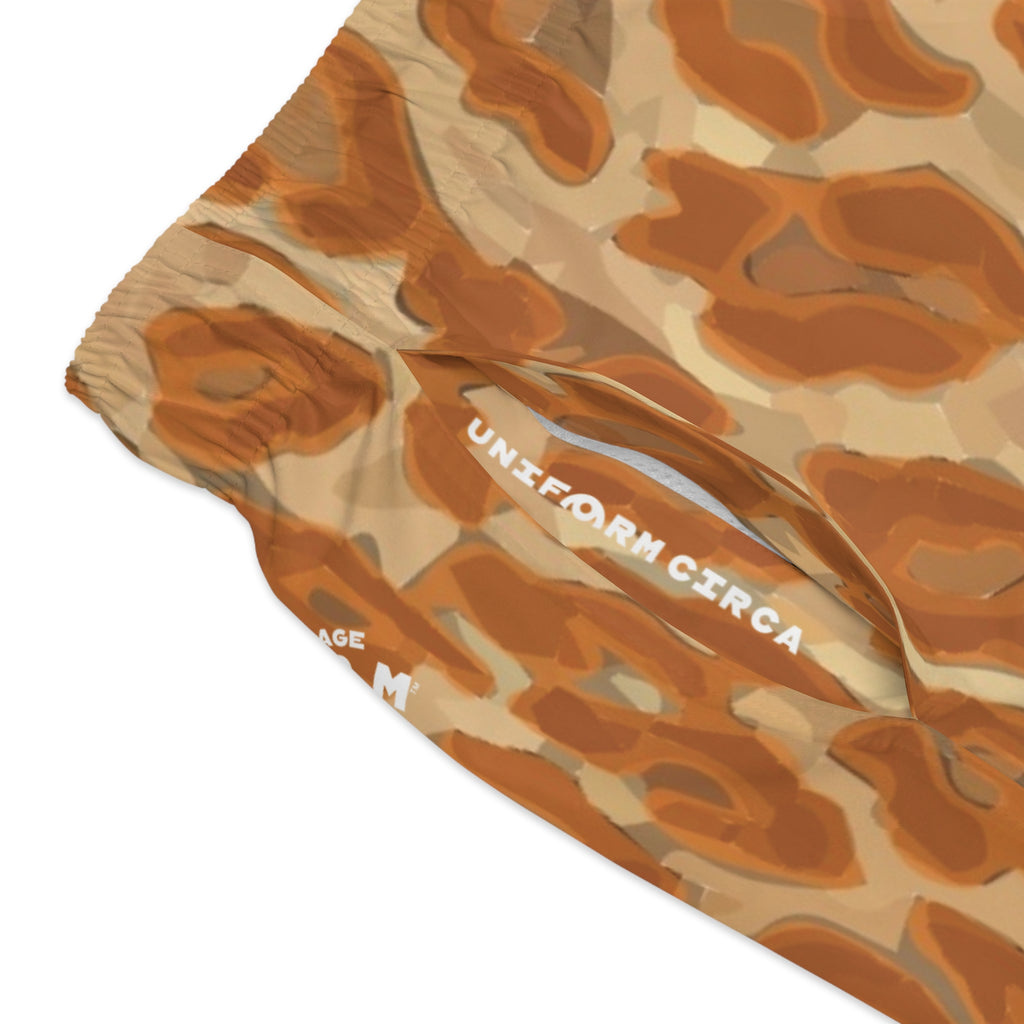 RUST/TAN LEOPARD SWIM TRUNKS | Printed