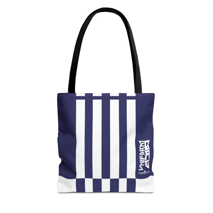 RACER JR. ECHO BAG | NAVY/WHITE | Stylish Minimalist Tote Bag, Eco-Friendly Shopping Bag, Chic Carryall, Reusable Tote, Fashionable Beach Bag, Trendy Everyday Essentials