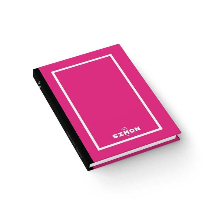 SIMON | JOURNAL & NOTEBOOK | Hardcover Blank Pages 5"x7" | Brightest Pink & White