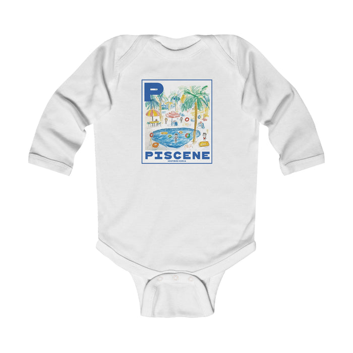 PISCENE Infant Long Sleeve Bodysuit, Baby Gift, Cute Baby Clothes, Summer Outfit, Sailboat Design, Newborn Apparel