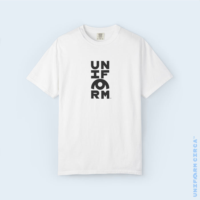 UNIFORM CENTER STACK | Crewneck T-Shirt | Printed Black | Bold Minimalist Design