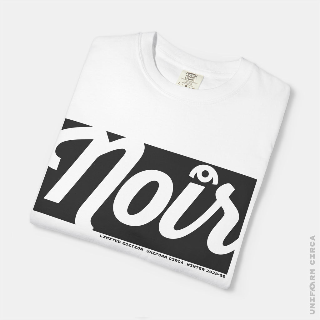 NOIR | DARK OF NIGHT MONO BADGE - Crewneck T-Shirt | 100% Cotton | Designed & Printed in California _ UNIFORM CIRCA _ Black