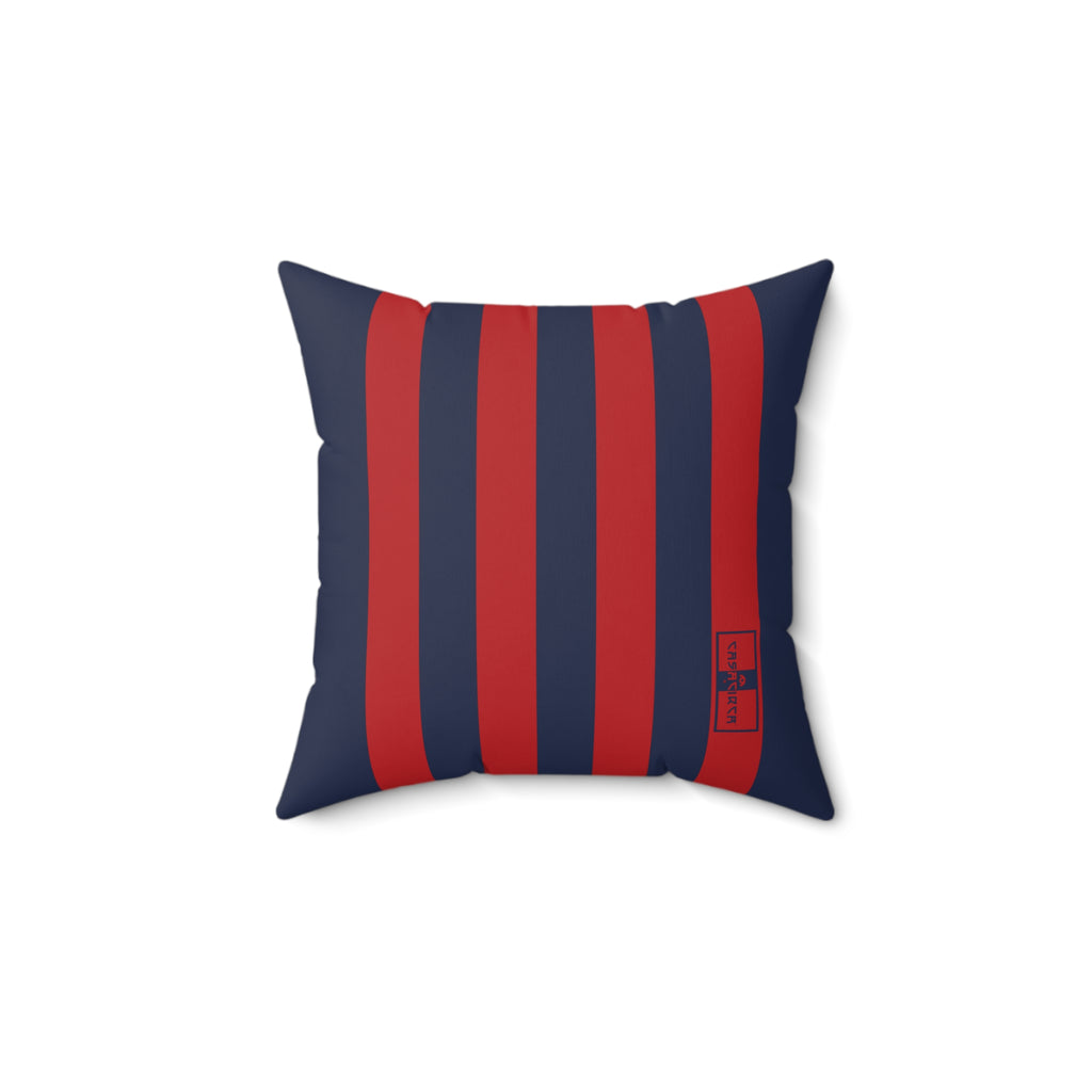 CASACIRCA | RACING STRIPES PILLOW | NAVY/RED | Stylish Faux Suede Pillow - Red and Navy Stripes, Home Decor, Cozy Living Room, Gift Idea, Nautical Theme, Interior Design Accents