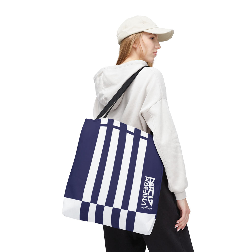 RACER JR. ECHO BAG | NAVY/WHITE | Stylish Minimalist Tote Bag, Eco-Friendly Shopping Bag, Chic Carryall, Reusable Tote, Fashionable Beach Bag, Trendy Everyday Essentials