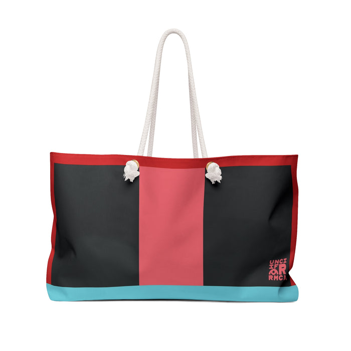 THE MAX BAG | Vibrant Black/Coral Weekender Bag - Stylish Travel Tote, Gym Bag, Beach Bag, Personalized Gift, Spacious Weekend Accessories
