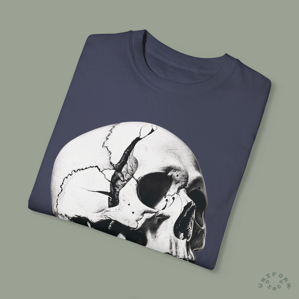 SKULL & BOARDS CREWNECK T-SHIRT | Printed Unisex Garment-Dyed Graphic Tee