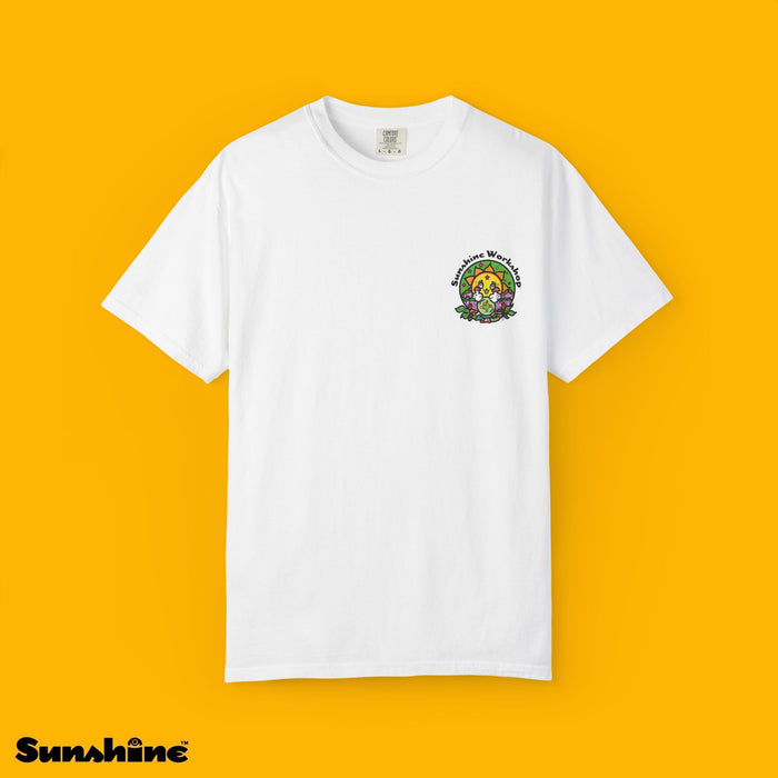 SUNSHINE WORKSHOP "FORTUNA GREEN" Crewneck T-shirt | Garment Dyed Soft Cotton and Vintage Vibe, Cheerful