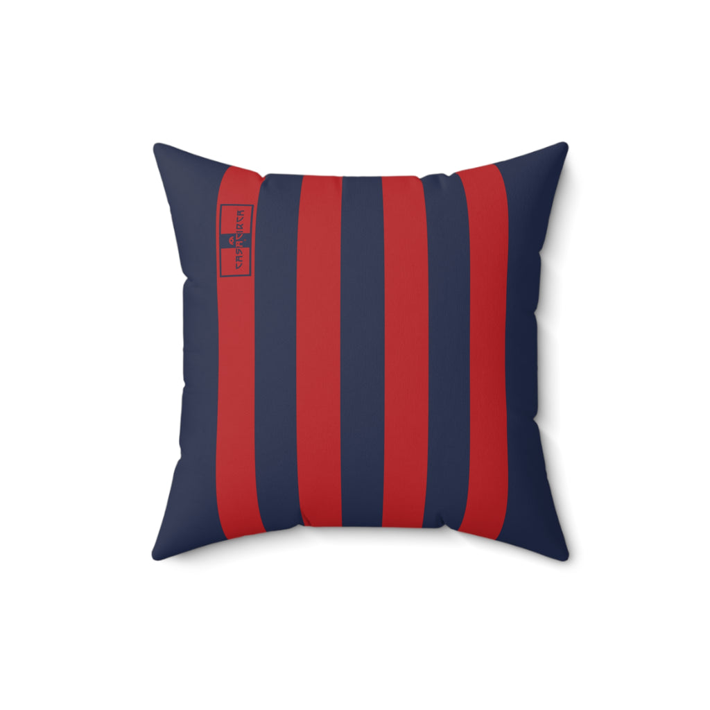 CASACIRCA | RACING STRIPES PILLOW | NAVY/RED | Stylish Faux Suede Pillow - Red and Navy Stripes, Home Decor, Cozy Living Room, Gift Idea, Nautical Theme, Interior Design Accents