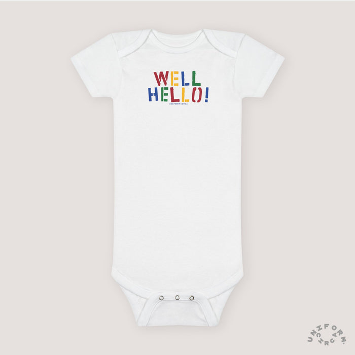 Organic Baby Onesie - 'Well Hello!' Cute Infant Bodysuit for Newborns