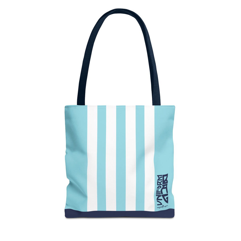RACER JR. BAG | SKY BLUE/WHITE/NAVY | Stylish Minimalist Tote Bag, Eco-Friendly Shopping Bag, Chic Carryall, Reusable Tote, Fashionable Beach Bag, Trendy Everyday Essentials