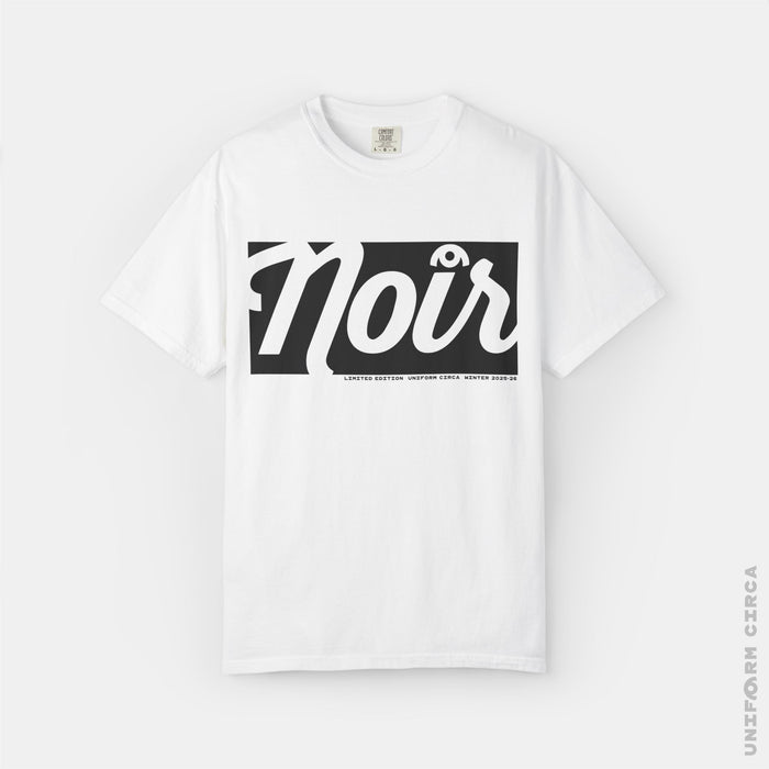 NOIR | DARK OF NIGHT MONO BADGE - Crewneck T-Shirt | 100% Cotton | Designed & Printed in California _ UNIFORM CIRCA _ Black