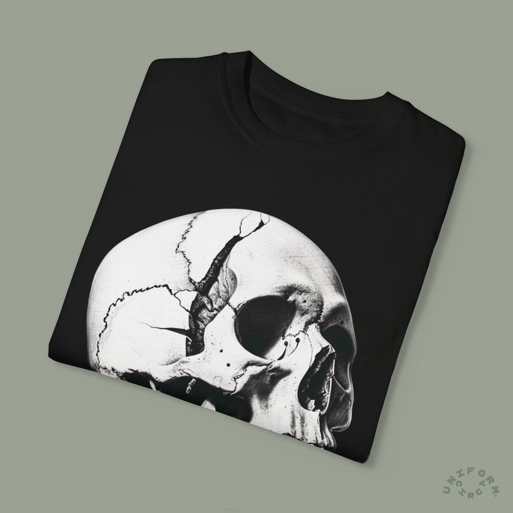 SKULL & BOARDS CREWNECK T-SHIRT | Printed Unisex Garment-Dyed Graphic Tee