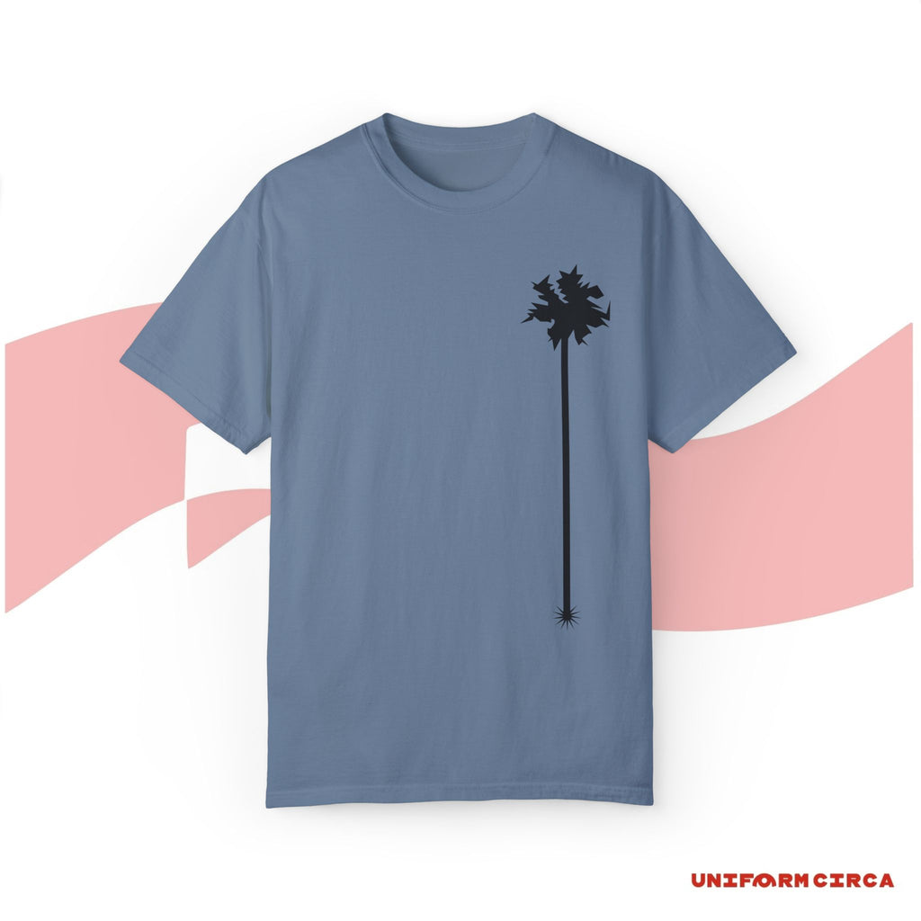 LONE PALM BLACK | Printed - Unisex Garment-Dyed T-Shirt with Palm Tree Design - Casual Summer Vibe