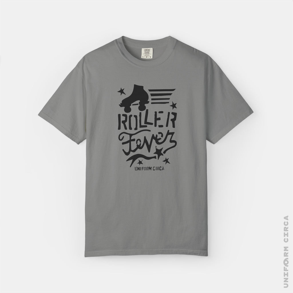 ROLLER FEVER - Crewneck T-Shirt | 100% Cotton | Designed & Printed in California _ UNIFORM CIRCA_Printed Black